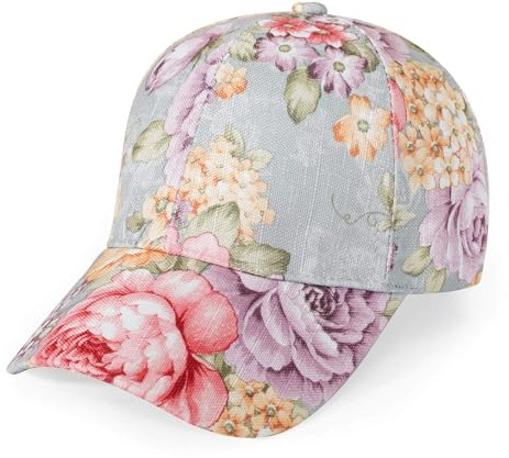 ZLYC Damen Sommer Baseball Cap Mode Blumen Atmungsaktiv Basecap