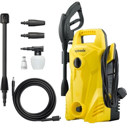 Vytronix PW1500 Powerful Electric Pressure Washer 1400W | Jet Wash | High-Performance Power Cleaner for Car, Home, Patio and Garden Furniture | 105 Bar Water Jet Yellow