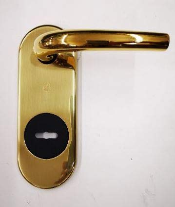 KIT RIVA SECUREMME PLACCA+MANIGLIA IN OTTONE LUCIDO SINGOLA PER PORTA BLINDATA Q8 FORO DOPPIA MAPPA PZ 1