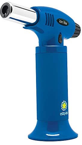 Whip-It! Ion Lite Torch, All Blue. Butane Torch Lighter, Refillable Cooking Torch with Adjustable Flame, Safety Lock for Soldering, Kitchen, Welding