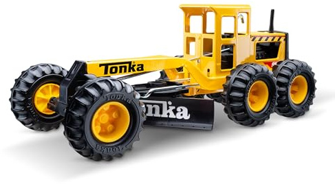 Tonka Steel Classics Road Grader - Made with Steel & Sturdy Plastic, Yellow Toy Construction Truck, Boys and Girls, Kids, Toddlers, Ages 3+