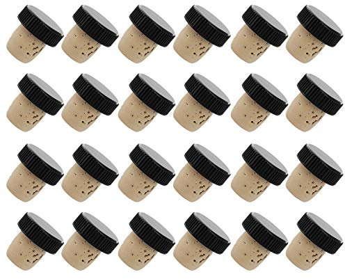 Westmark, 482020E3 Lot de 24 bouchons en liège naturel et plastique pour bouteilles de 0,7 à 1 l Marron clair/noir