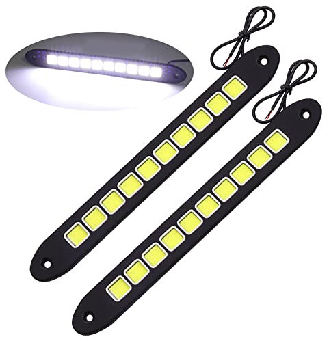 1 Par Luces de Circulación Diurna,Universal 12 V Coche Reemplazo DRL LED Diurna Correr Luz 10COB Niebla Tira Fexibles Tiras de Luces LED