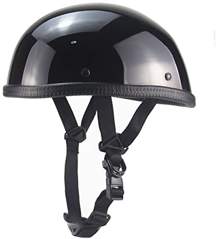 Mezzo Casco Da Motociclista Caschi Jet Aperto ECE Omologato Vintage Demi Casco A Scodella Con Fibbia A Sgancio Rapido Ultra Sottile Beanie Per Uomini E Donne Skull Cap - Nero 1,S:55-56CM