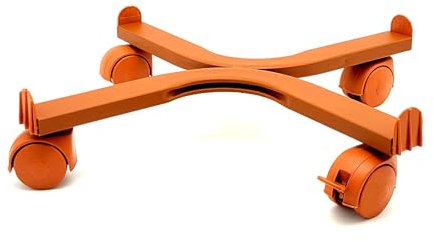 Tecnokit, Carro cuadrado de plantas y flores, 38 x 38 cm, tacos ajustables, 4 ruedas de plástico con freno, carga máxima 90 kg, robusta estructura de acero (terracota)