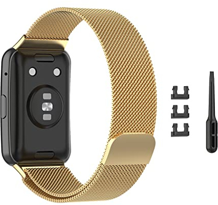 ZoRoll Armband für Huawei Watch Fit, Edelstahl Ersatzarmband Mesh Metall | Uhrenarmband Magnetisch Verstellbarer Ersatzband für Huawei Watch Fit - Gold