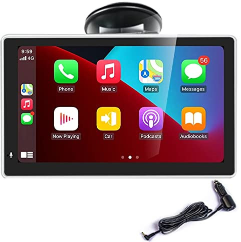 Monitor touchscreen da 7 per lettore wireless Apple Carplayer e Android Auto Lettore multimediale autoradio a due altoparlanti integrato con Bluetooth Mirror Link cruscotto o parabrezza montato