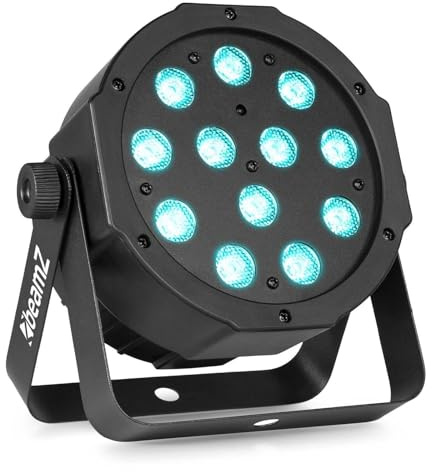BeamZ SlimPar37 - LED PAR Strahler mit Fernbedienung, 12 x 4 Watt LED Strahler, DMX, Discolicht Partylicht musikgesteuert, Bühnenbeleuchtung, Uplight, Party Lichter, DJ Licht, Disco Beleuchtung