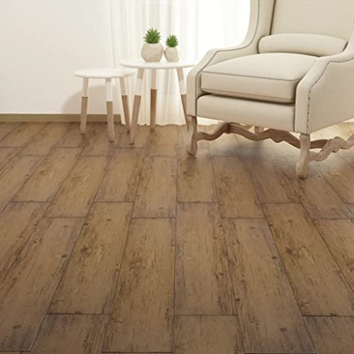 HOMIUSE Revêtement de sol stratifié PVC 5,26 m², 2 mm, noyer, marron, PVC, autocollant, revêtement de sol stratifié effet bois, pour cuisine, salle de bain, couloir, salon, facile à monter