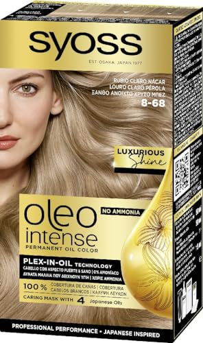 Syoss Oleo Intense 8-68 Hellblond Perlmutt – permanente Haarfarbe ohne Ammoniak – Professionelle Grauabdeckung – Salon-Ergebnisse
