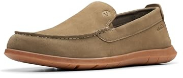Clarks Collection Men's Flexway Step Moccasin, Olive Suede, 7 Wide US