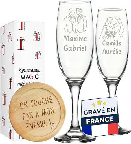 KDO MAGIC - Personalisierte Champagnerglas - Personalisierbares Champagnerflöte - Champagnerglas mit Gravur des Namens oder Text - Geschenk zum Muttertag, Geburtstag (Motiv: Liebe)
