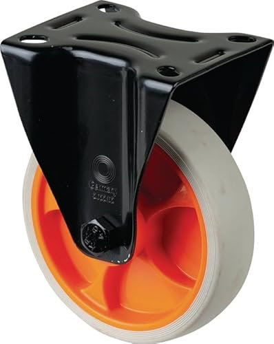 Rotelle fisse, diametro 125 mm, 120 kg, piastra L104 x 80 mm, colore grigio chiaro