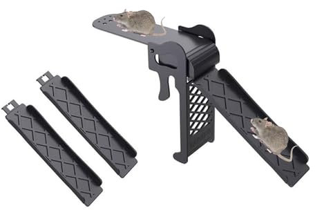 Trampa para Ratas para Casa, Trampa para Cubo de RatóN Trampa para RatóN con Ruedas Camine por La Plancha Restablecimiento AutomáTico Trampa para Ratas Humana,Rodillo Giratorio Rampa de Captura