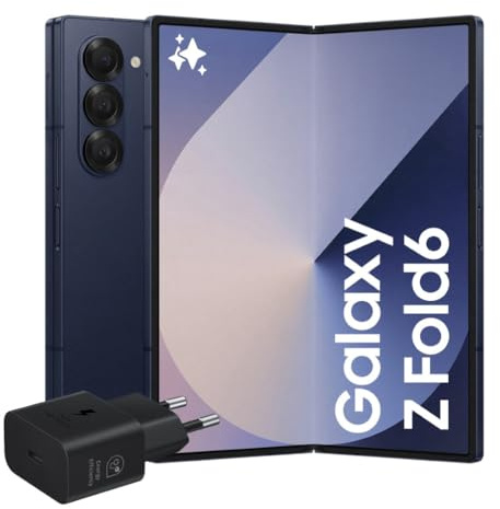 Samsung Galaxy Z Fold6 Smartphone AI pieghevole, Caricatore Incluso, RAM 12GB, 256GB, Dual SIM, Display 6,3/7,6 Dynamic AMOLED 2X, Batteria a lunga durata, Navy 2024 [Versione italiana]