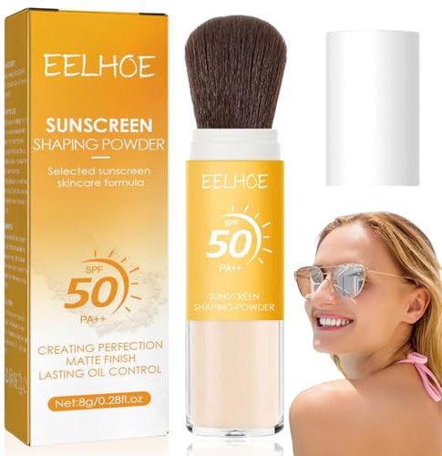 Mineral SPF 50 Face Powder Sunscreen Brush - Lightweight, Matte Finish, Breathable, and Long-Lasting Scalp Protection