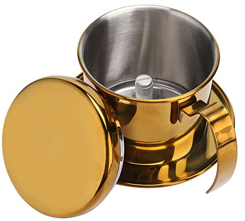 Lybunair Edelstahl-Kaffeebereiter im vietnamesischen Stil, Tropfbrüher, Kaffee-Tropffilter für Zuhause, Küche, Büro, Outdoor, Gold