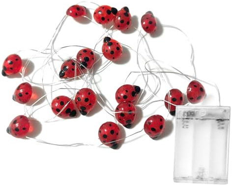 FIYSON Biene Lichterkette,3M 30LED Batteriebetrie Biene Licht,Biene String Licht,Bienenförmige Lichterketten,für Weihnachten,Halloween,Hochzeit,Balkon,Garten,Party Hochzeit Dekoration (Marienkäfer-3M)