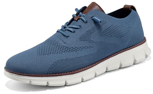 Wearbreeze - Tenis Oxford Casuales de Negocios para Hombre, Zapatos de Vestir Ligeros con Cordones para el Trabajo, Viajes y Viajes Diarios, Azul/Claro, 44 EU