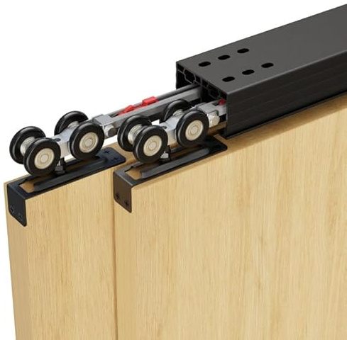 FLYVLIEG 72/6FT Heavy Duty Bypass Door Hardware with Soft Close Mechanism, Aluminum Sliding Closet Door Track Kit for 2 Doors System,Slide Smoothly and Quietly,Fit Doors Thickness 1 3/8 or 1 3/4