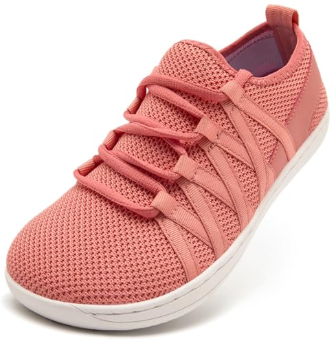 VLHGCG Barfuss Schuhe Barfußschuhe Damen Barfuß Breite Weit Barfussschuhe Zehenschuhe Wide Sommer Outdoor Walkingschuhe Barfuss Sneaker mit Rutschfester Sohle,Rosa,EU41