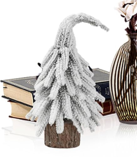 Opilroyn Weihnachtsbaum-Tischdekoration, Schnee-Weihnachtsbaum,Weihnachtstischdekoration mit Holzsockel | Künstlicher Schnee-Weihnachtsbaum für Zuhause, Schrank, Tisch