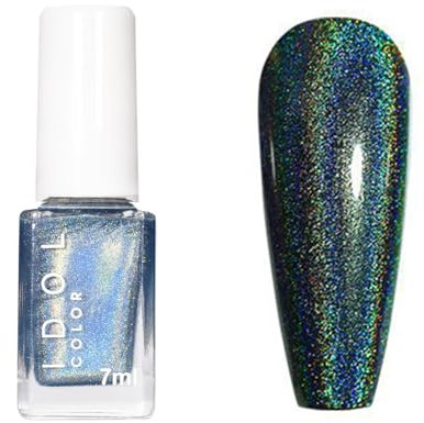Schimmer Langanhaltend Nagellack - Holographischer Lasereffekt - Glitzer Chrom Nagellack zum schnellen Trocknen, Glitter Regenbogen Shine Metallischer Nail Art Polish für Frauen (Blau)