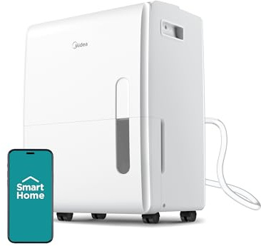 Midea Deumidificatore per cantina, 60 pinte con pompa, APP e Alexa Smart Control, serbatoio dell'acqua da 2,64 galloni, controllo intelligente dell'umidità, ideale per casa, cantina, garage