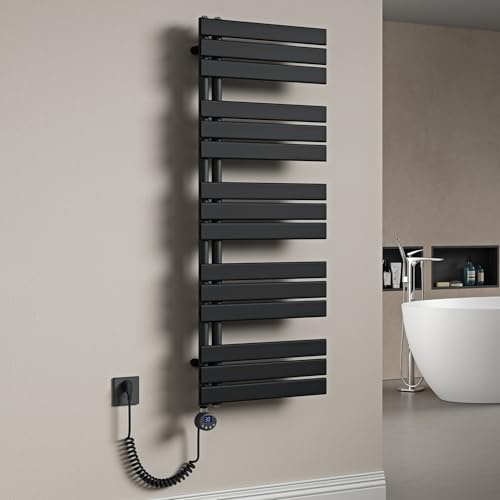 Mai & Mai Radiatore da Bagno 131x50cm con Elemento Riscaldante 1000W, Radiatore Scaldasalviette Termoarredo da Bagno Scalda Portasciugamani da Parete e Pavimento in Acciaio, Antracite FN
