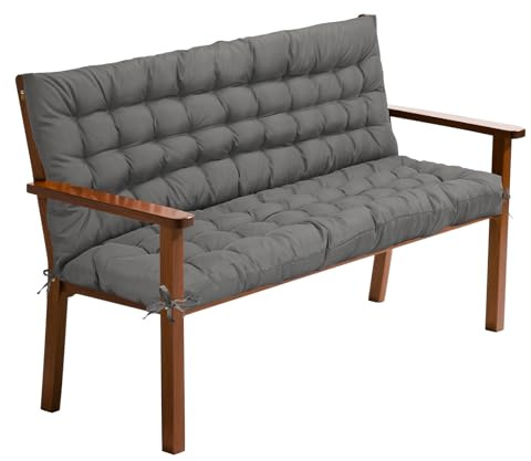 FAMIROSA Cojín para banco de jardín, columpio de jardín, impermeable y resistente a los rayos UV, cojín y cojín de respaldo, para banco de jardín, columpio de jardín, interior y exterior (gris oscuro)