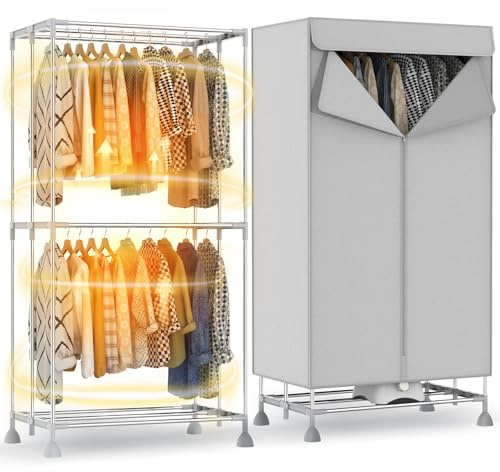 Evviee Electric Clothes Dryer 1800W with Timer – Foldable Clothes Horse Indoor Folding Airer, Heated Laundry Drying Rack, Heavy Duty Indoor Clothes Airer with Safety Overheat Protection