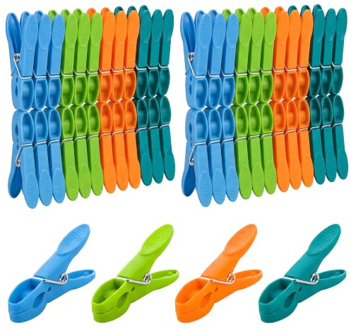 Vinsani Clothes Pegs – Strong Grip, Windproof & Non-Slip Plastic Laundry Clips for Washing Line, Heavy Duty Clothes Pins for Indoor & Outdoor Use, Aesthetic Design | Multicolored
