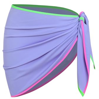 ZAFUL Sarong Wraps for Women Color Blocking Bathing Wrap Swimsuit Skirt Beach Bikini Cover Up 2026 0-Purple