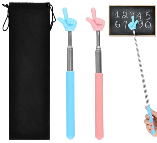 GHPKOTW 2 Pezzi Bacchetta Telescopica Allungabile, Accessori per Insegnanti, Materiali Didattici, Puntatore Retrattile per Aula, Mini Bastone per Insegnamento, Puntatore Manuale, Strumenti Educativi
