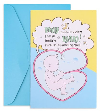 Penitue Karte Werdender Vater, Herzliche Werdender Vater Geschenke Grußkarte mit Blauem Umschlag Werdenden Papa Blanko-Glückwunschkarte für Babyparty & Neuen Papa
