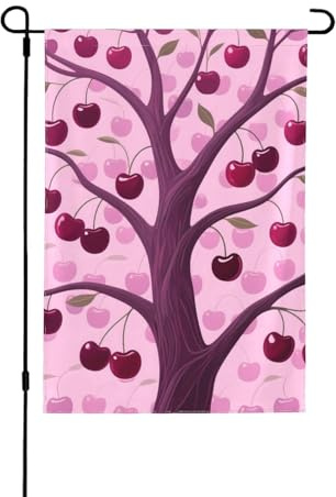 Cherries And Trees Outdoor Flags Double Sided Printed Banner Porch Lawn Decoration 28X40