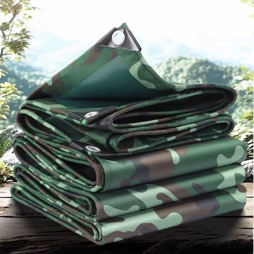Heavy Duty Waterproof Camouflage Tarpaulin 2m 2.5m 3.0m 3.5m 4.0m 4.5m 5m 5.5m 6m 6.5m PE Sheet Cover with Reinforced Grommets Multi-Use Tarp for Garden Furniture & Camping(2x8.5m)