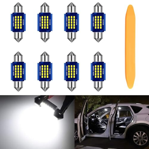 SUCANY Festoon C5W Lampadina LED Per Auto 36MM,12V/24V 6500K(Bianco) 330LM 1.5W,Canbus,15SMD 2016 Chipset,6418 6461 Luci Interne,per l'illuminazione Interna e Le Luci Della Targa (8 Pezzi)