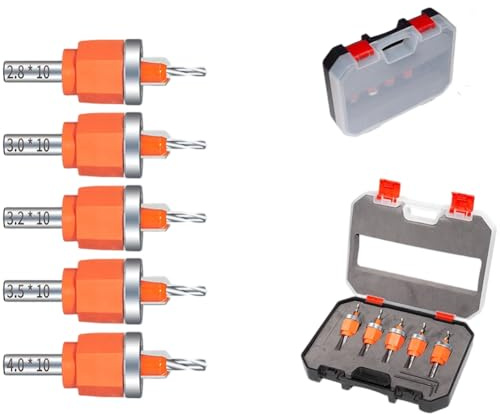 Gettimore Kegelsenker-Bohrer-Set für Holzbearbeitung mit Lagergrenze, 8 mm Schaft, Doppelfunktion für Spanplatten, 10 mm, Orange