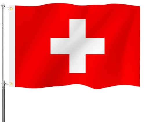 Schweizer Flagge • Premium schweizer nationalfahne 90x150 cm Mit Messingösen Für Innen & Außen Wetterfest & 100% Polyester - Ideal für alle Schweizer Bevölkerung & Flaggen-Liebhaber