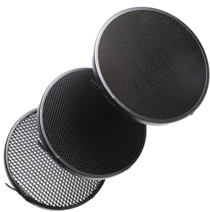 Genérico Rejilla de Panal para Flash de Fotografía 10°, 30° y 50° 3 Piezas, Accesorio Profesional para Control Direccional de Luz en Estudio, Suministro de Iluminación para Cámara