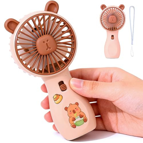 HTGWCG Mini-Ventilator, Tier Capybara-Ventilator, Hand-Ventilator in Löwenform, Ideal für unterwegs Leistung für Camping/Garten/Unterwegs