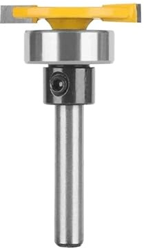 Broca tipo T de 6mm y 6,35mm con rodamiento inferior, fresa for carpintería, cortadores carburo madera, frontal, 1 ud(6.35x31.75x3.96)