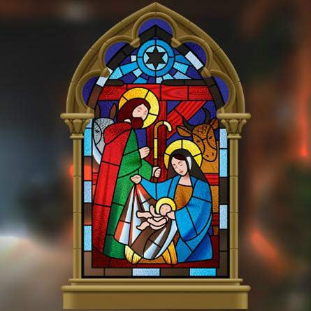 Beautiful Christmas Nativity Window Stickers - Double Sided Stained Glass Cling Nativity Scene Christmas Decoration Window Stickers for Glass - Medium