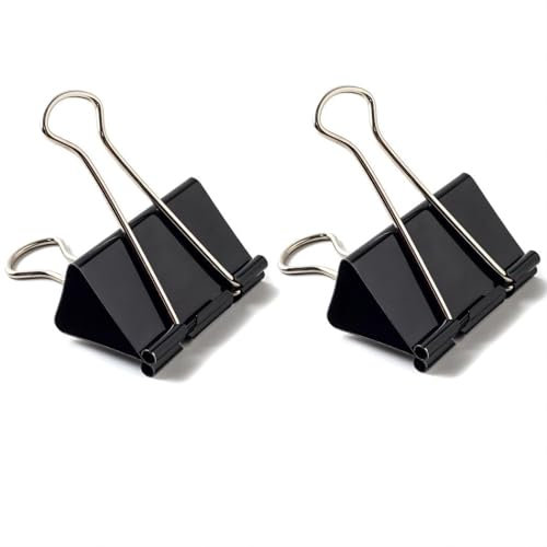 Coideal Foldback Klammern Metall Büroklammern, 24 Stück Binder Clips Schwarz Papierklammern Groß für Büro Dokumente und Haushalt (32mm)