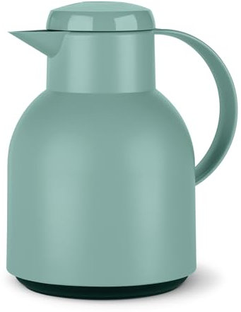 Emsa Samba Isolierkanne F40102 | 1 Liter , Kunststoff | Quick Press Verschluss | 100% dicht | 12h heiß, 24h kalt | Puder Grün