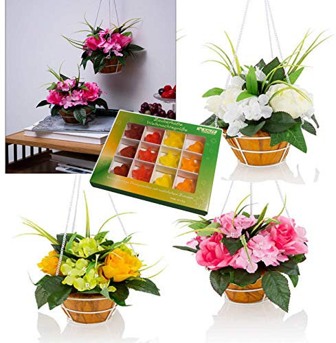 DbKW (Beere) 2 hängende Blumen-Körbchen inkl. Kalff Design-Seifen Set, Kunstblumen, Blumengesteck, Blumendekoration Dekoration…