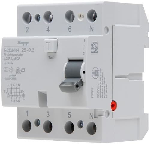 Kopp Fehlerstrom-Schutzschalter, RCD, 25 A, 300mA, 4-polig, 752543097