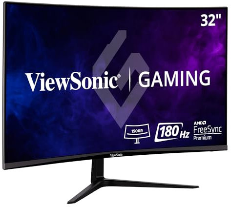 ViewSonic VX3218-PC-MHD 32-inch 1080p HD Curved Gaming Monitor, 165Hz, 1ms, Dual Integrated Speakers, AMD Adaptive Sync, DisplayPort, 2x HDMI, Black