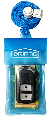 DRIPAC Custodia impermeabile per chiavi dell'auto, impermeabile, a portafoglio, per chiavi, badge, carte di credito e denaro, colore: blu